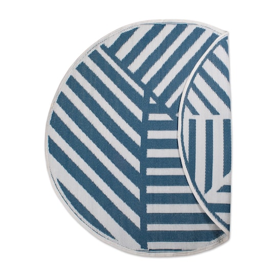 DII® Round Blue Geometric Outdoor Rug, 5ft.